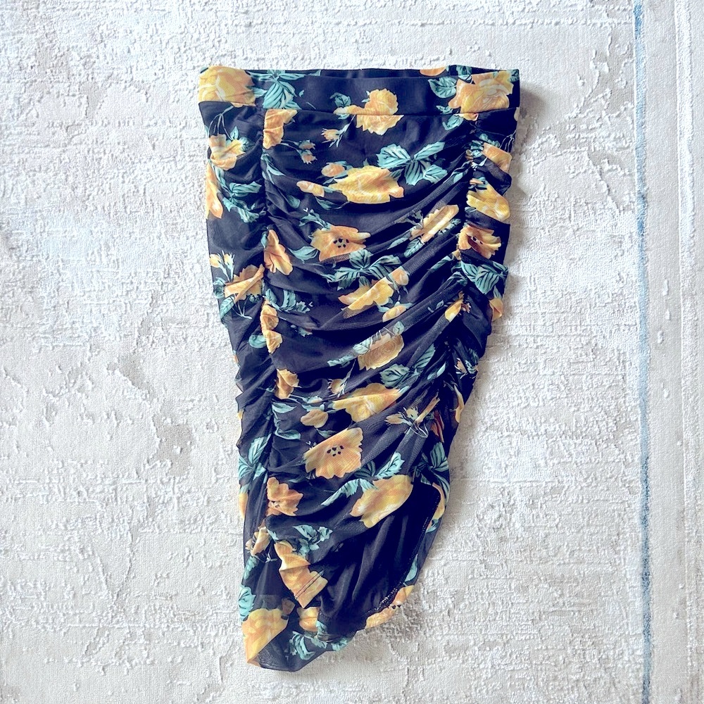 Floral Black and Yellow Skirt